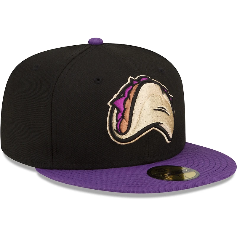 Casquette ajustée 59FIFTY pour homme New Era Fresno Grizzlies Tacos Theme Night noir/violet