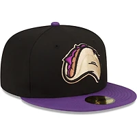 Casquette ajustée 59FIFTY pour homme New Era Fresno Grizzlies Tacos Theme Night noir/violet
