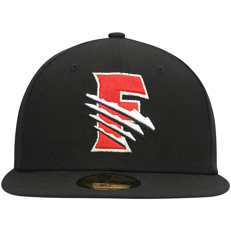 Men's New Era Black Fresno Grizzlies Authentic Collection Road 59FIFTY Fitted Hat