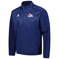 Veste adidas bleu marine Fresno State Bulldogs Sideline AEROREADY Raglan Quarter-Zip pour hommes