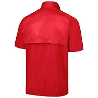 Veste adidas rouge Fresno State Bulldogs Sideline AEROREADY Raglan à manches courtes et quart de zip pour hommes