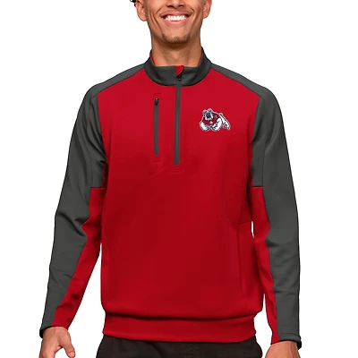 Pull zippé quart de tour pour homme, rouge Antigua/anthracite, équipe des Fresno State Bulldogs