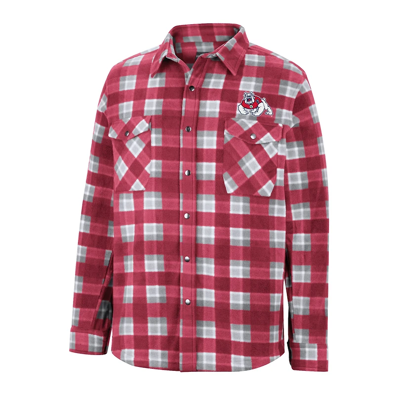 Colosseum Red/White Fresno State Bulldogs Ellis Plaid Full-Snap Shirt Jacket