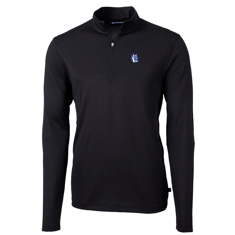 Men's Cutter & Buck Black Fresno State Bulldogs Team Big Tall Virtue Eco Pique Recycled Quarter-Zip Pullover Top