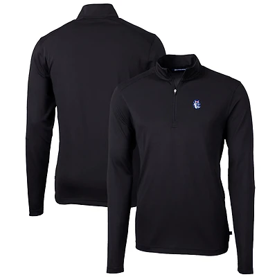 Men's Cutter & Buck Black Fresno State Bulldogs Team Big Tall Virtue Eco Pique Recycled Quarter-Zip Pullover Top