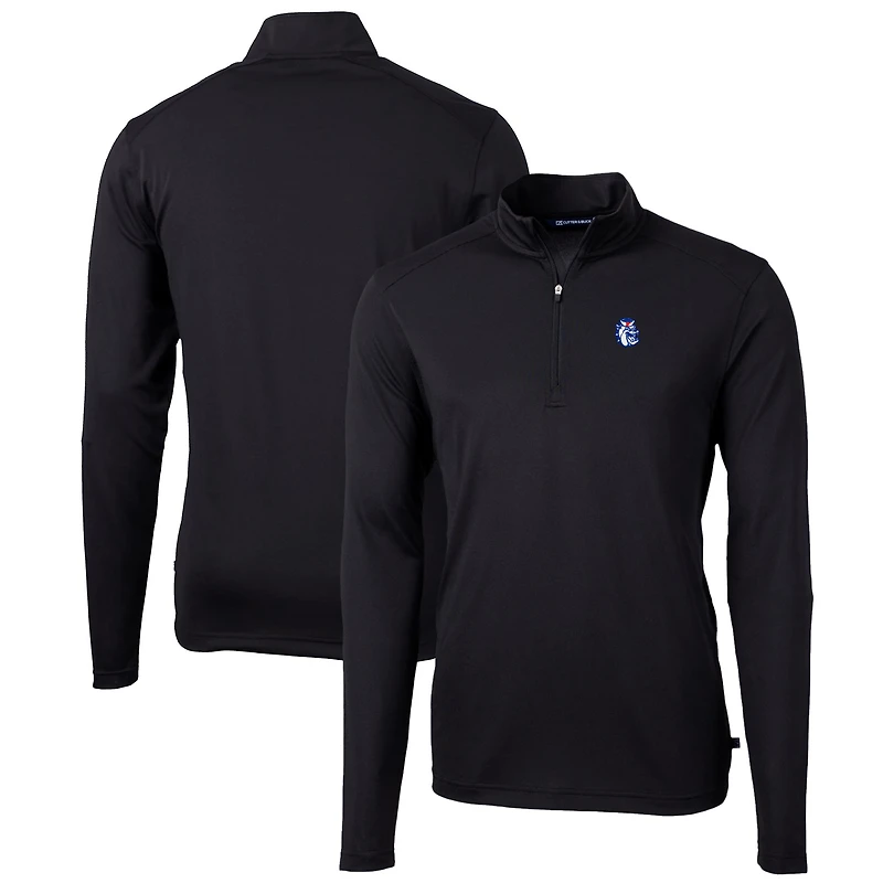 Pull-over zippé en piqué écologique recyclé pour homme, couleur noire, Cutter & Buck, équipe des Fresno State Bulldogs, taille grande et taille, Virtue