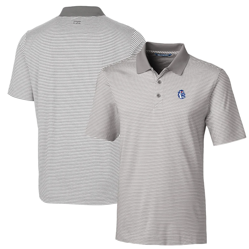 Men's Cutter & Buck Gray Fresno State Bulldogs Big Tall Forge Tonal Stripe Stretch Polo