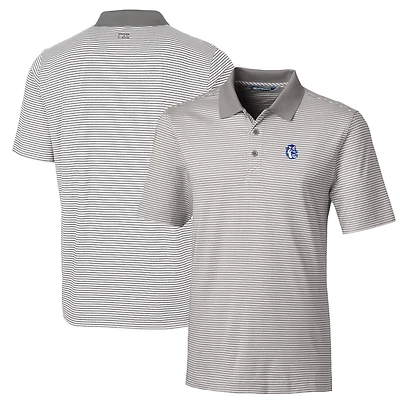 Men's Cutter & Buck Gray Fresno State Bulldogs Big Tall Forge Tonal Stripe Stretch Polo