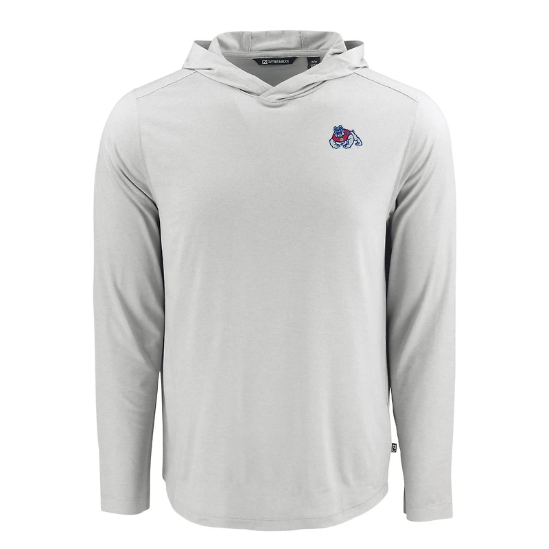 Men's Cutter & Buck Gray Fresno State Bulldogs Coastline Epic Comfort Eco Recycled Long Sleeve Hoodie T-Shirt