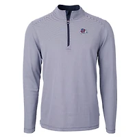 Pull-over zippé recyclé à micro-rayures et piqué écologique pour homme, bleu marine/blanc, Fresno State Bulldogs, Virtue, taille grande