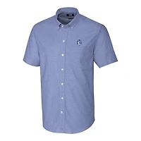 Men's Cutter & Buck Powder Blue Fresno State Bulldogs Vault Stretch Oxford Short Sleeve Button-Down Shirt