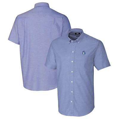 Men's Cutter & Buck Powder Blue Fresno State Bulldogs Vault Stretch Oxford Short Sleeve Button-Down Shirt