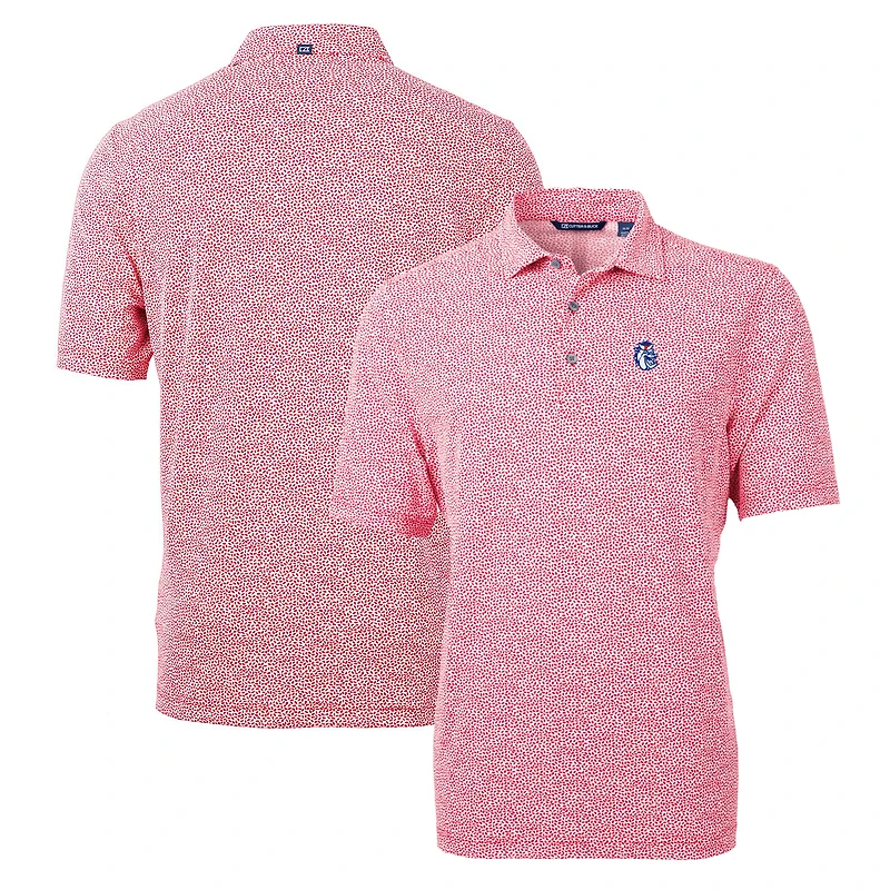 Polo Cutter & Buck rouge pour homme Fresno State Bulldogs Virtue Eco Pique Botanical Recycled