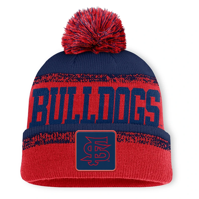 Men's Fanatics Red/Navy Fresno State Bulldogs Thrive Cuffed Knit Hat with Pom