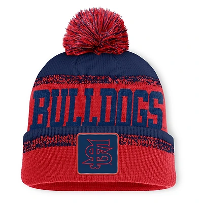 Men's Fanatics Red/Navy Fresno State Bulldogs Thrive Cuffed Knit Hat with Pom