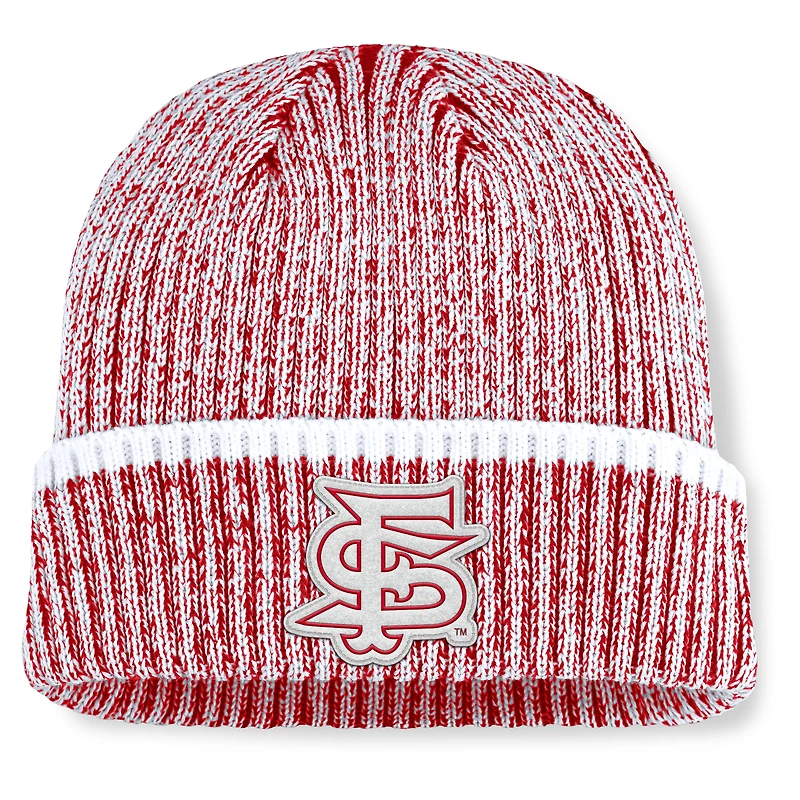 Men's Fanatics Red/White Fresno State Bulldogs Haze Cuffed Knit Hat