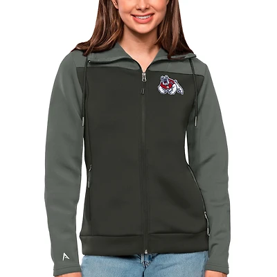 Veste zippée intégrale Antigua Steel/Charcoal Fresno State Bulldogs pour femme