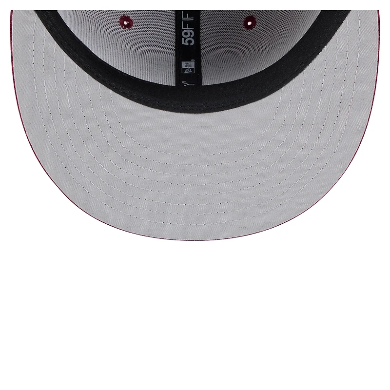 Casquette ajustée 59FIFTY pour homme New Era bordeaux Frisco RoughRiders Authentic Collection