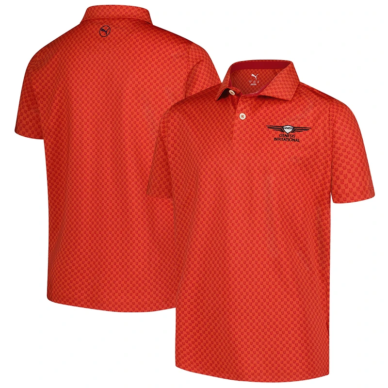 Boy's Youth Puma Orange Genesis Invitational Micro Floral MATTR Polo