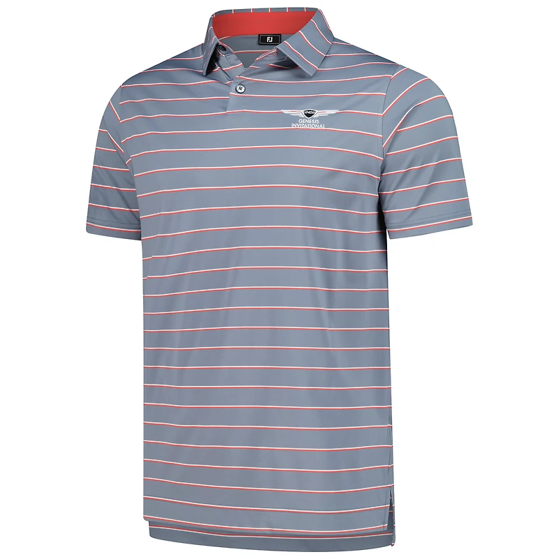Men's FootJoy  Gray Genesis Invitational ProDry Classic Stripe Lisle Polo