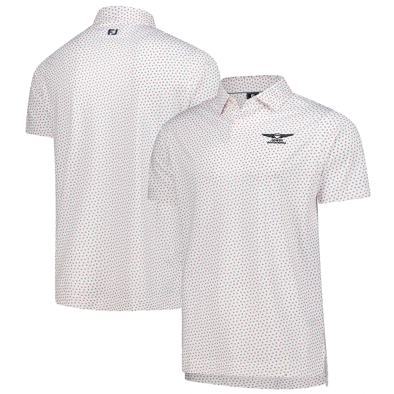 Polo piqué extensible blanc Genesis Invitational ProDry Bounce Print de FootJoy pour homme