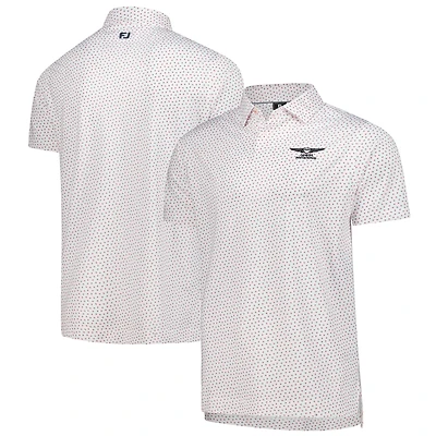 Men's FootJoy White Genesis Invitational ProDry Bounce Print Stretch Pique Polo