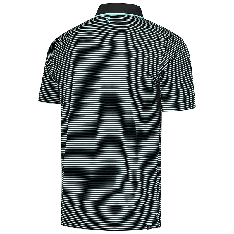 Men's Puma Black Genesis Invitational Elevated Stripe Mattr Polo