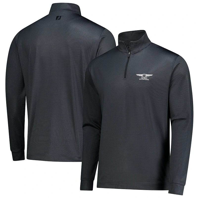 Pull FootJoy Genesis Invitational noir à motif pied-de-poule et fermeture éclair 1/4 pour homme