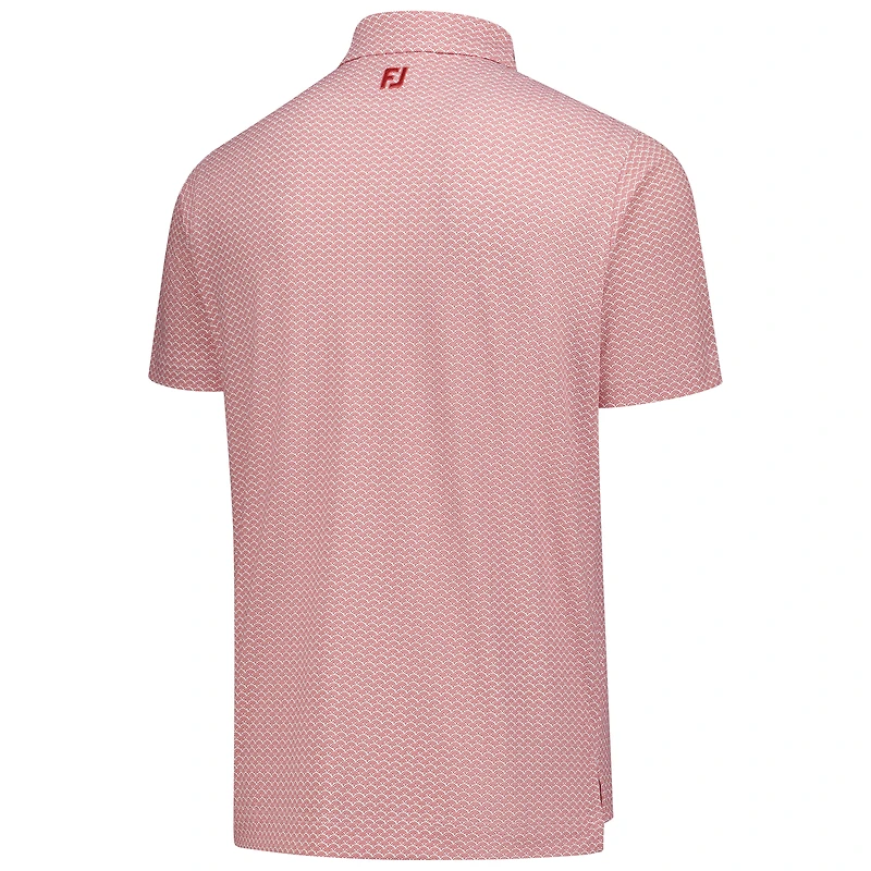 Men's FootJoy Red Genesis Invitational Scallop Geo ProDry Pique Polo