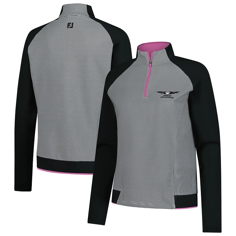 Women's FootJoy Black Genesis Invitational Raglan Quarter-Zip Sweatshirt