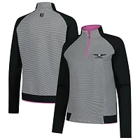 Women's FootJoy  Black Genesis Invitational Raglan Quarter-Zip Sweatshirt
