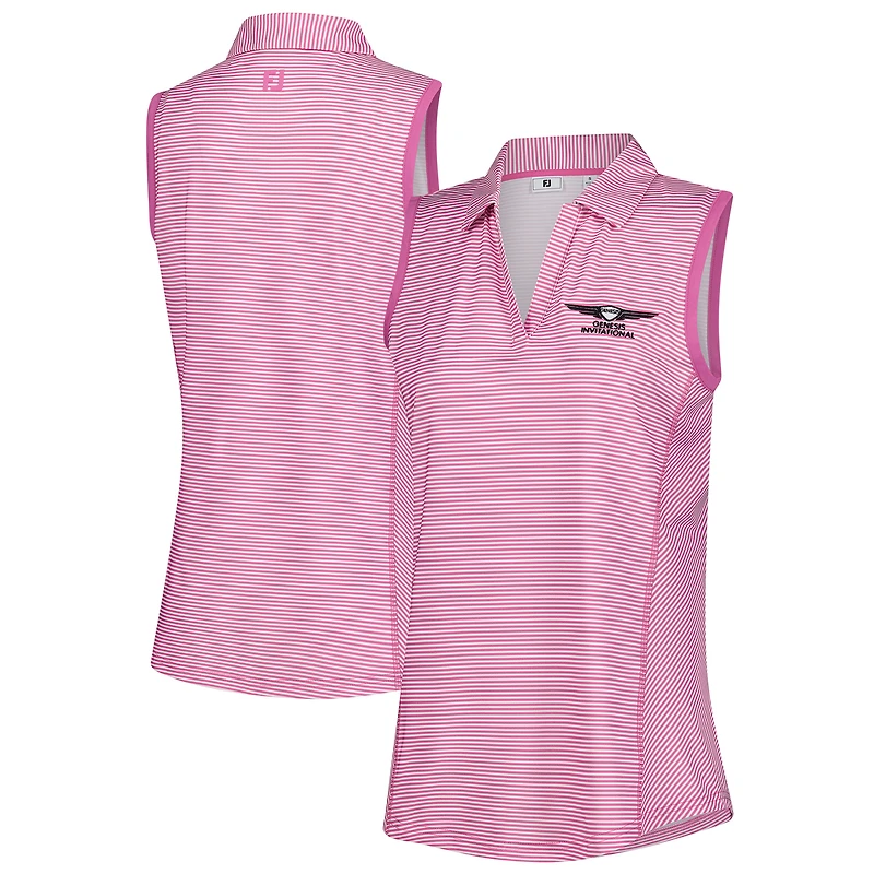 Polo sans manches à rayures roses Genesis Invitational de FootJoy pour femme
