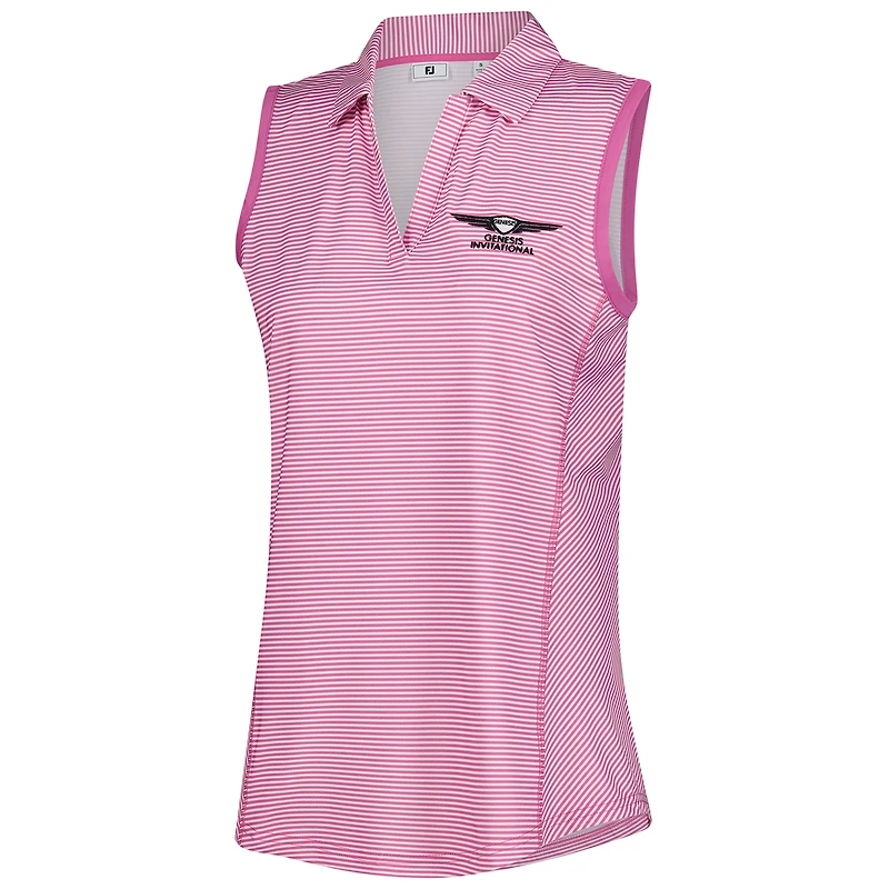 Women's FootJoy  Pink Genesis Invitational Stripe Sleeveless Polo