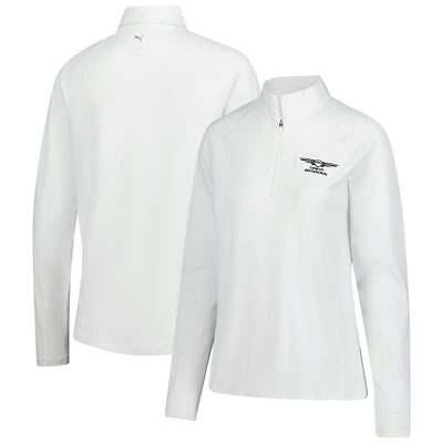 Women's Puma  White Genesis Invitational You-V Quarter-Zip Pullover