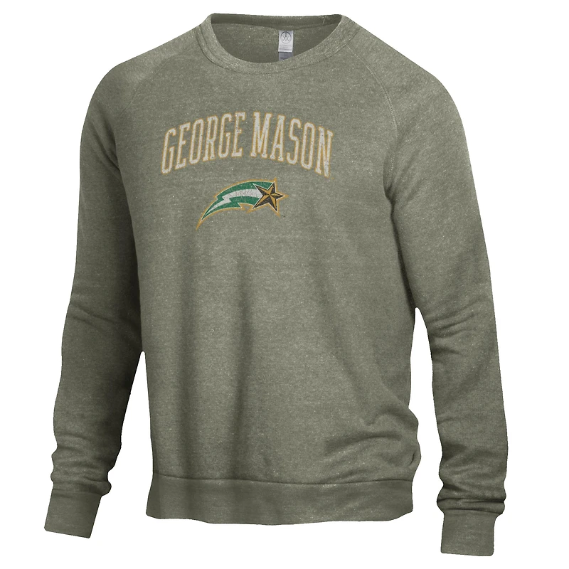 Men's Alternative Apparel Heathered Green George Mason Patriots The Champ Raglan Pullover Sweatshirt