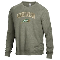 Men's Alternative Apparel Heathered Green George Mason Patriots The Champ Raglan Pullover Sweatshirt