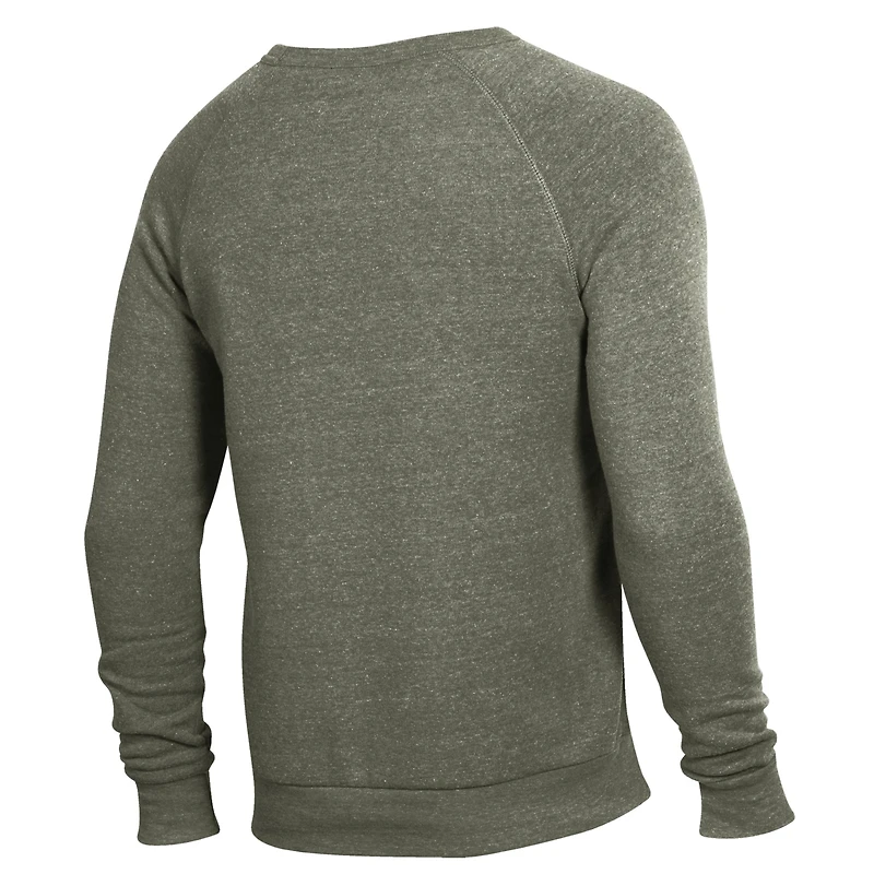 Men's Alternative Apparel Heathered Green George Mason Patriots The Champ Raglan Pullover Sweatshirt