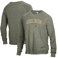 Men's Alternative Apparel Heathered Green George Mason Patriots The Champ Raglan Pullover Sweatshirt