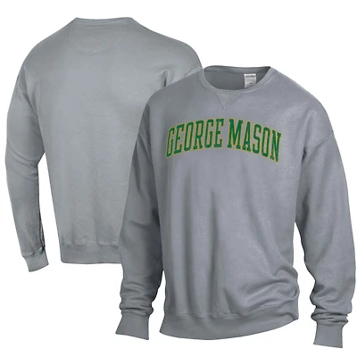 Men's ComfortWash Gray George Mason Patriots Garment Dyed Fleece Crewneck Pullover Sweatshirt
