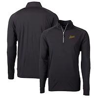 Men's Cutter & Buck Black George Mason Patriots Adapt Eco Knit Stretch Recycled Quarter-Zip Pullover Top