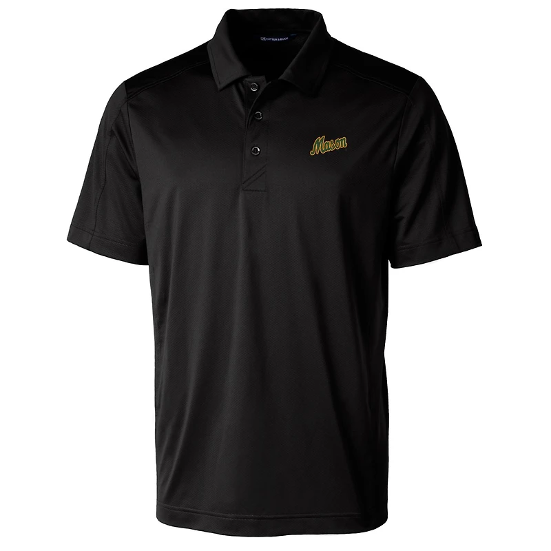 Polo extensible texturé pour homme Cutter & Buck, noir, avec logo de l'équipe George Mason Patriots, grande taille