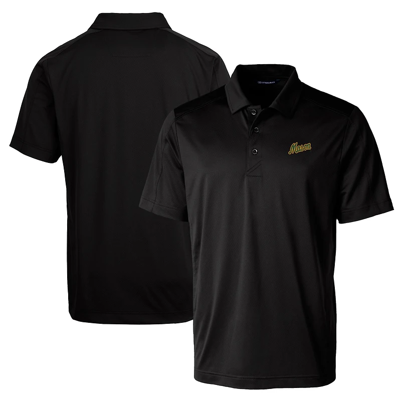 Polo extensible texturé pour homme Cutter & Buck, noir, avec logo de l'équipe George Mason Patriots, grande taille
