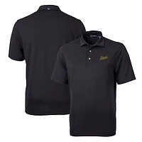 Polo Cutter & Buck noir pour homme, logo de l'équipe George Mason Patriots, en piqué écologique recyclé Virtue Eco Pique.