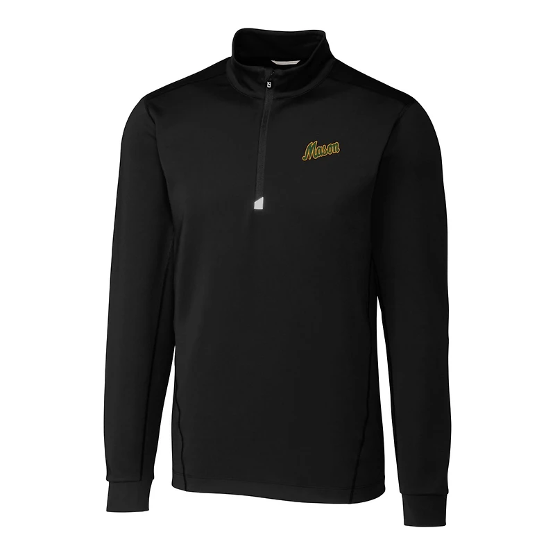 Men's Cutter & Buck Black George Mason Patriots Traverse Stretch Quarter Zip-Pullover Top