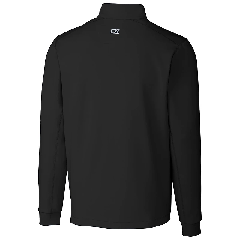 Pull-over extensible à quart de zip George Mason Patriots Traverse pour homme, noir, Cutter & Buck