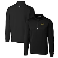 Men's Cutter & Buck Black George Mason Patriots Traverse Stretch Quarter Zip-Pullover Top