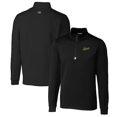 Pull-over extensible à quart de zip George Mason Patriots Traverse pour homme, noir, Cutter & Buck