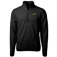 Men's Cutter & Buck Black George Mason Patriots Vault Cascade Eco Sherpa Fleece Quarter-Zip Pullover Jacket