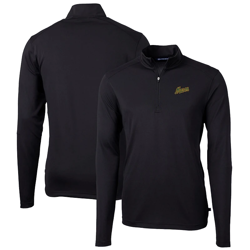 Pull-over zippé quart de tour en Pique recyclé George Mason Patriots Virtue Eco pour homme, noir, Cutter & Buck