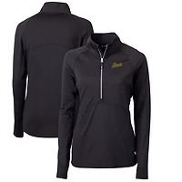 Women's Cutter & Buck Black George Mason Patriots Adapt Eco Knit Stretch Recycled Half-Zip Pullover Top